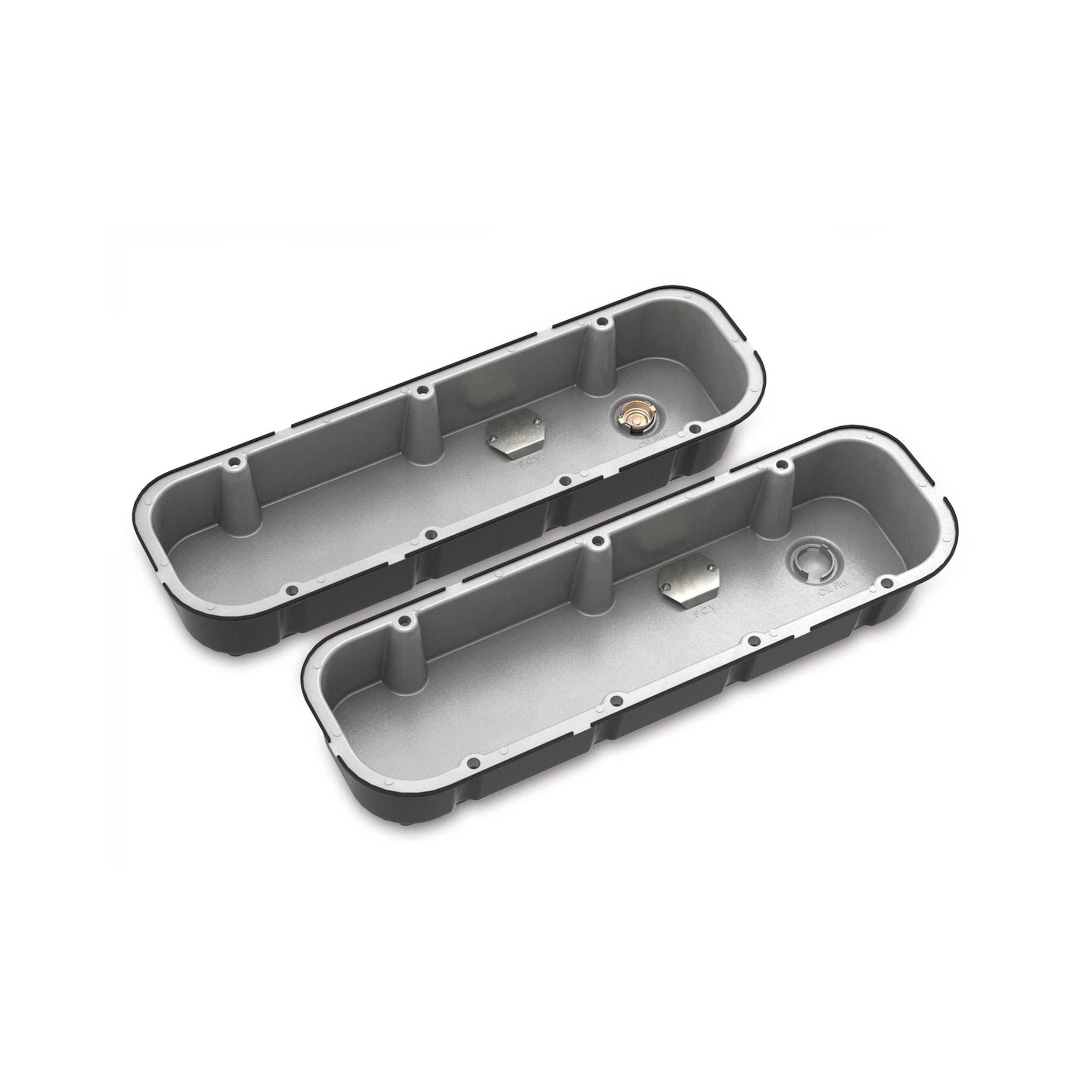 Holley 241-152 Tall M/T Satin Black Valve w/ Fins Covers for Chevrolet Big Block