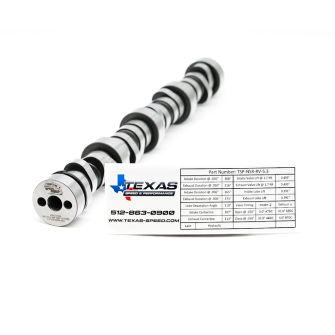 Texas Speed TSP-NSR-RV-5.3 NSR RV Camshaft for GM Gen III IV 5.3L / 4.8L LS (No Springs Required)