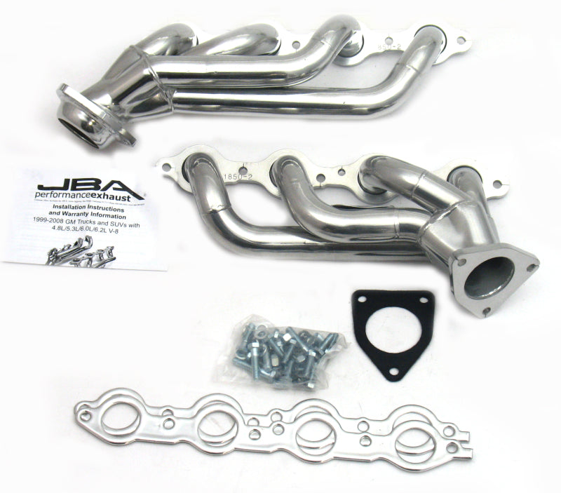 JBA 1850S-2JS Silver Ctd Cat4Ward Shorty Headers for 2002-2013 GM Chevy Truck SUV 4.8L 5.3L LS