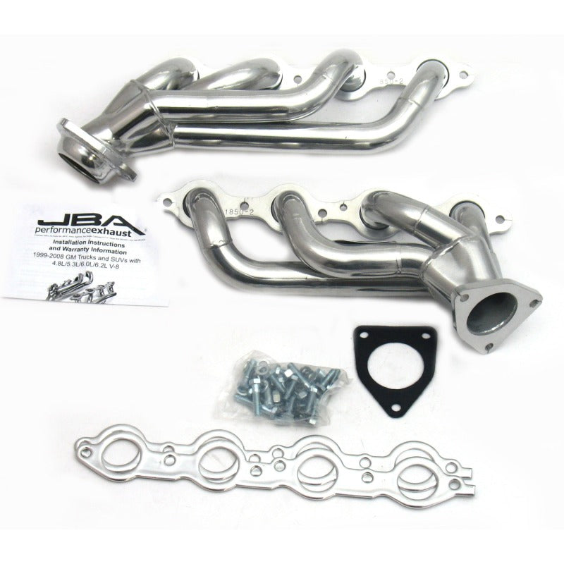 JBA 1850S-2JS Silver Ctd Cat4Ward Shorty Headers for 2002-2013 GM Chevy Truck SUV 4.8L 5.3L LS