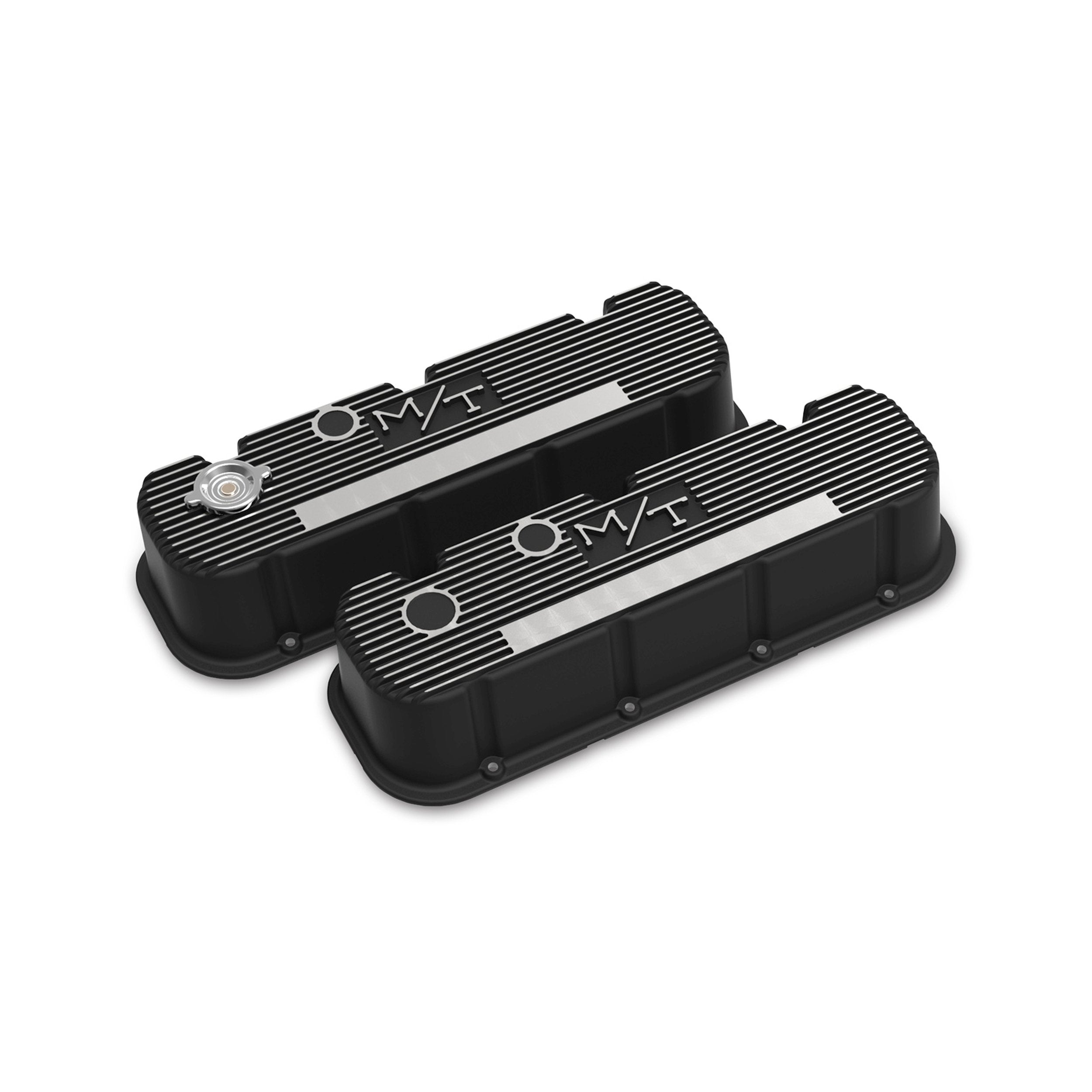 Holley 241-152 Tall M/T Satin Black Valve w/ Fins Covers for Chevrolet Big Block