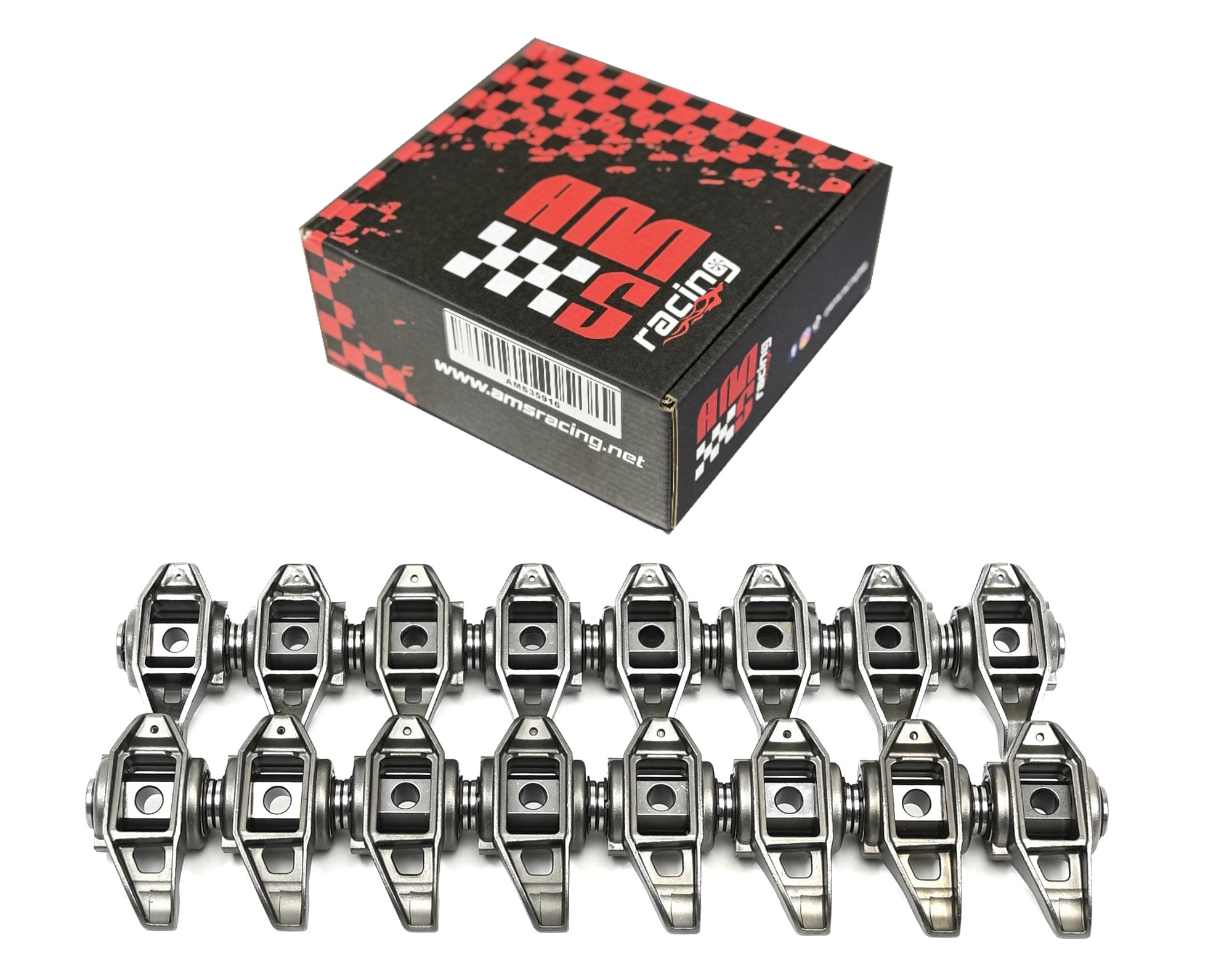AMS Racing Gen IV Rocker Arms with Upgraded Trunion Kit for LS3 LY6 L92 L99 6.0L 6.2L w/ Rectagle Port Heads