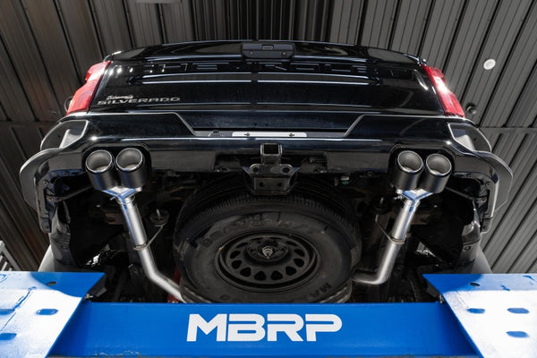 MBRP 2019-2021 Chevy Silverado 1500 6.2L 2.5in Dual Split Rear Cat Back w/ Quad Carbon Fiber Tips- T304