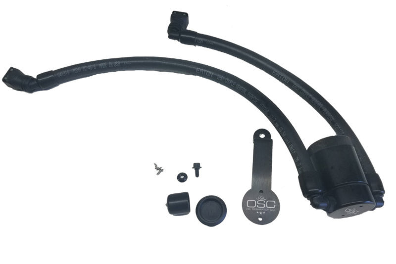 J&L 18-19 Ford Mustang GT Driver Side Oil Separator 3.0 - Black Anodized