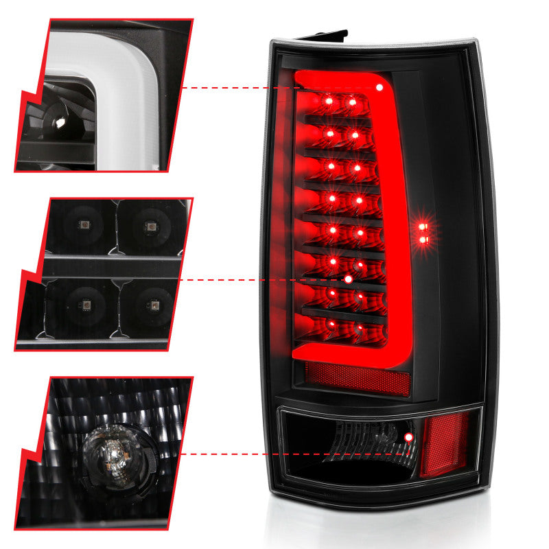 ANZO 311321 LED Taillight Plank Style Black w/Clear Lens for 2007-2014 Chevy Tahoe