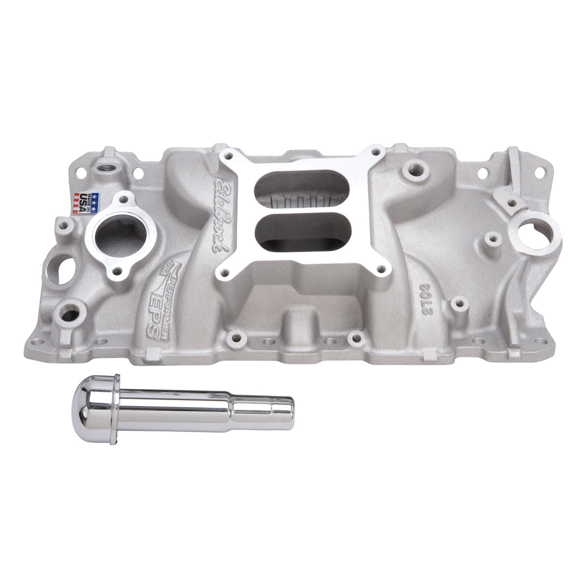 Edelbrock Performer 2703 EPS Intake Manifold w/ Oil Fill Tube for 1955-86 Small-Block Chevy