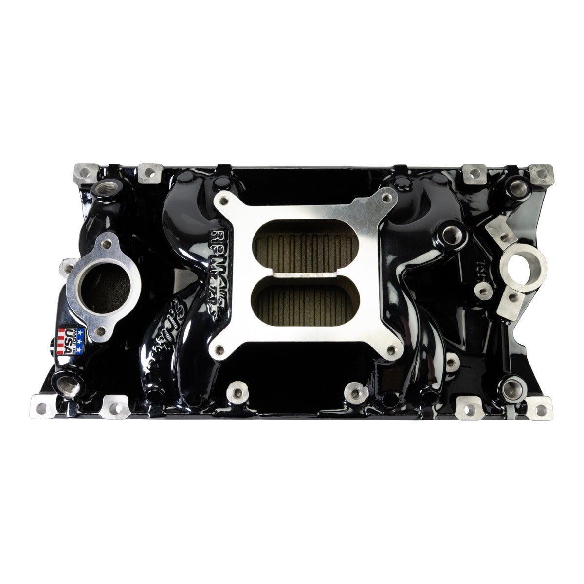 Edelbrock 7516-BP RPM Air-Gap Manifold for Small-Block Chevy Vortec, Black Plasma Finish