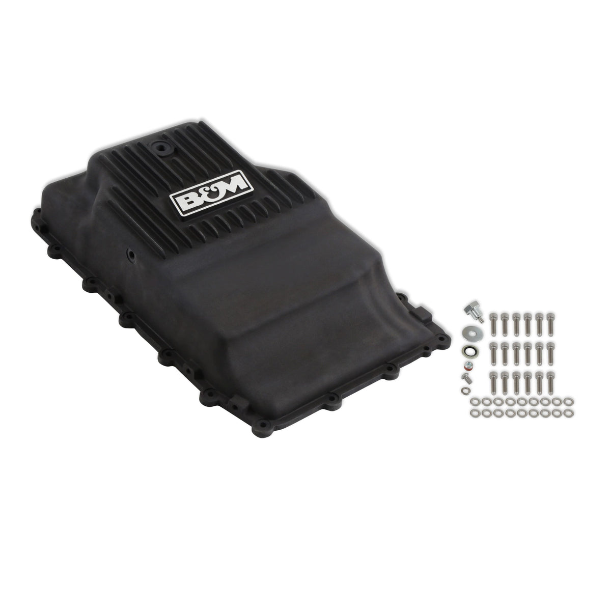 B&M Hi-Tek Heavy-Duty Deep Transmission Pan - Ford 10R80 - Aluminum - Black
