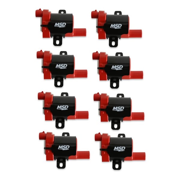 MSD 82638 Ignition Coil - GM LS Blaster Series - L-Series Truck Engine - Red - 8-Pack
