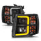 ANZO 2007-2013 Chevrolet Silverado 1500 Projector w/ Light Bar Black Housing w/ Sequential
