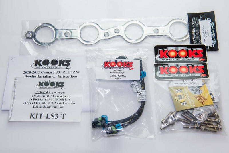 Kooks Headers 2250H430 Stainless Steel Long Tube Headers for 2010-2015 Chevrolet Camaro SS LS3/L99/6.2L with Green Catted Connection Pipes