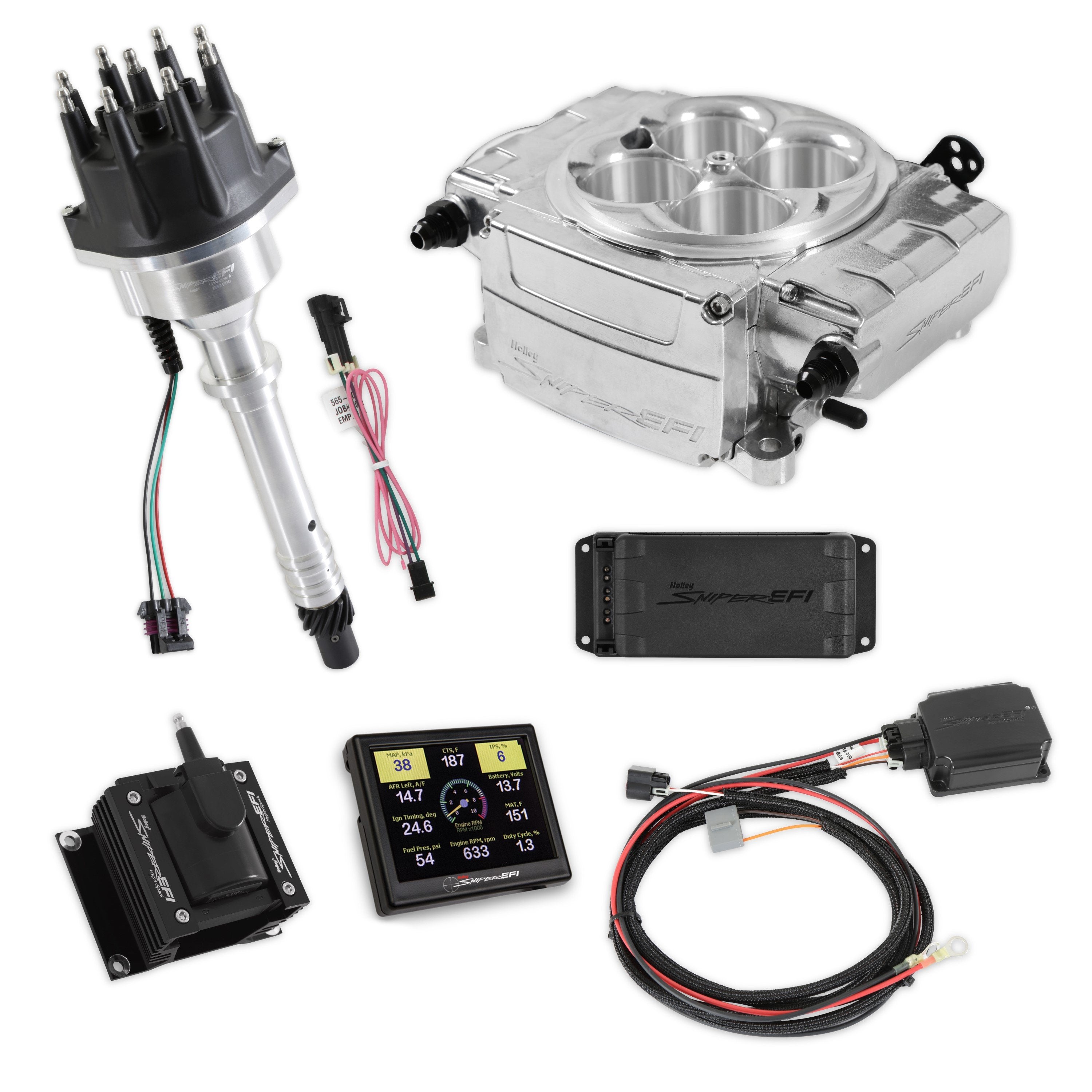 Holley 550-510-3PX-SBC Sniper 2 EFI Bundle with HyperSpark Ignition System - POLISHED