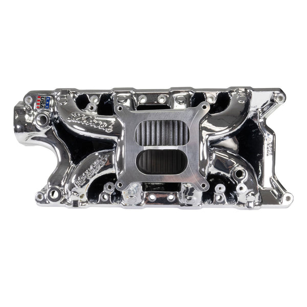 Edelbrock 7521-CP RPM Air-Gap Intake Manifold for Small-Block Ford, Chrome Plasma Finish