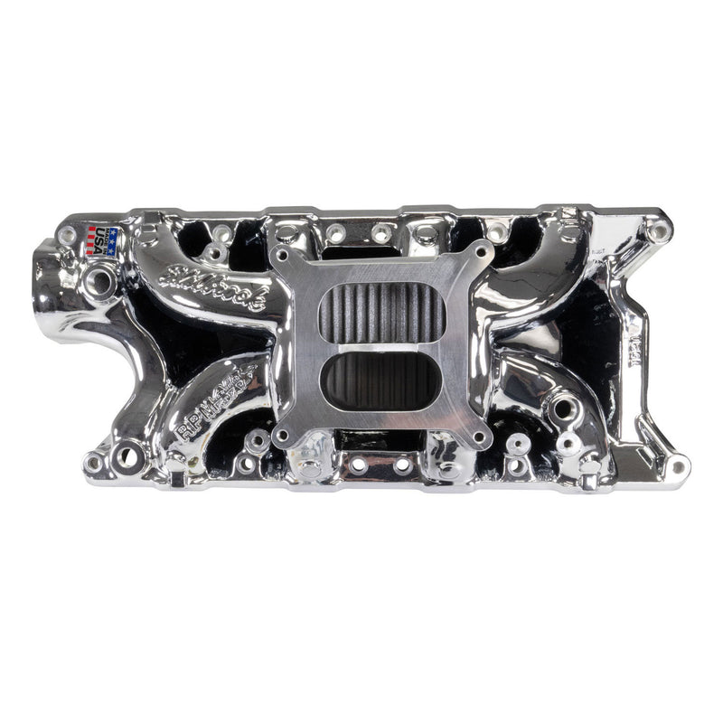 Edelbrock 7521-CP RPM Air-Gap Intake Manifold for Small-Block Ford, Chrome Plasma Finish