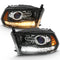 ANZO 111439 Projector Plank Style Switchback H.L Halo Black Amber (OE Style) for 2009-2018 Dodge Ram 1500