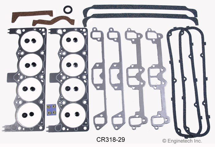 Enginetech RMCR318B Engine ReRing Overhaul Kit for 1974-1989 Chrysler Dodge 318 5.2L