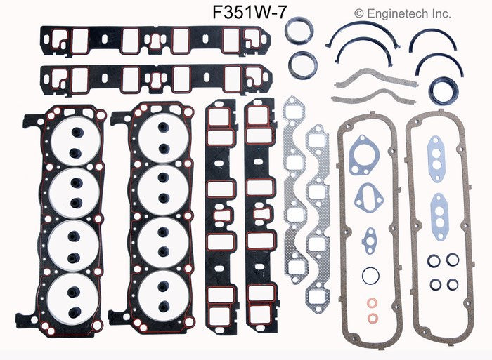 Enginetech RCF351WC Engine Rebuild Kit for 1977-1983 Ford Car Truck 5.8L 351 Windsor EX High Output/4 bbl