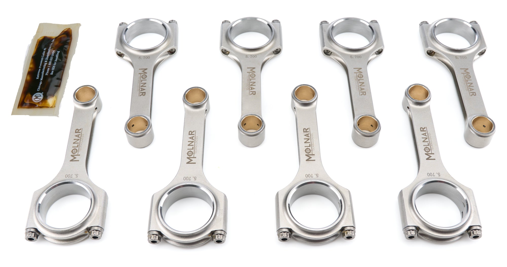 Molnar H5700GAEB-SS8-A 5.700 Lightweight H-Beam Rod Set for Chevrolet