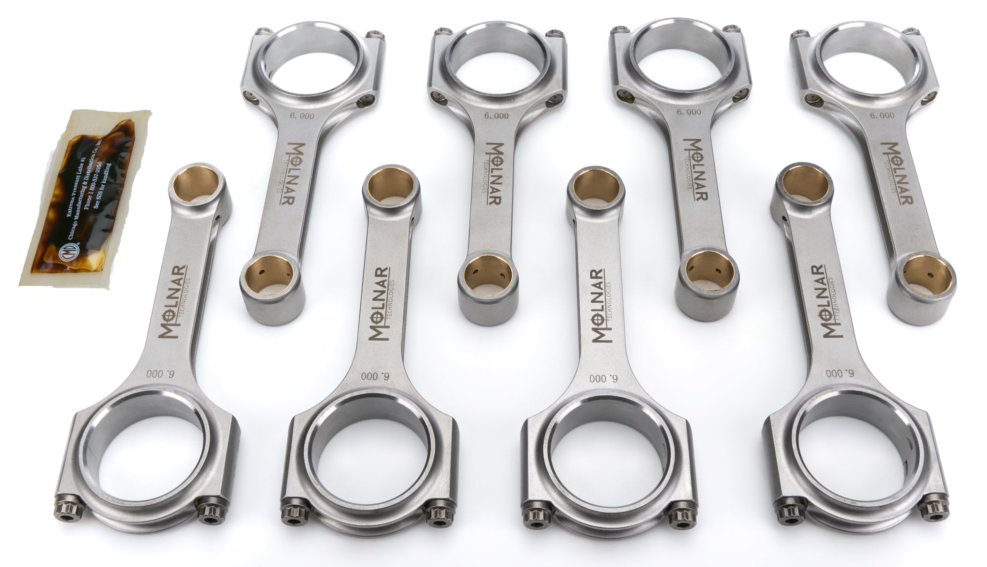 6.000 H-Beam Rod Set SBC w/2.000 Pin Mid-Wght