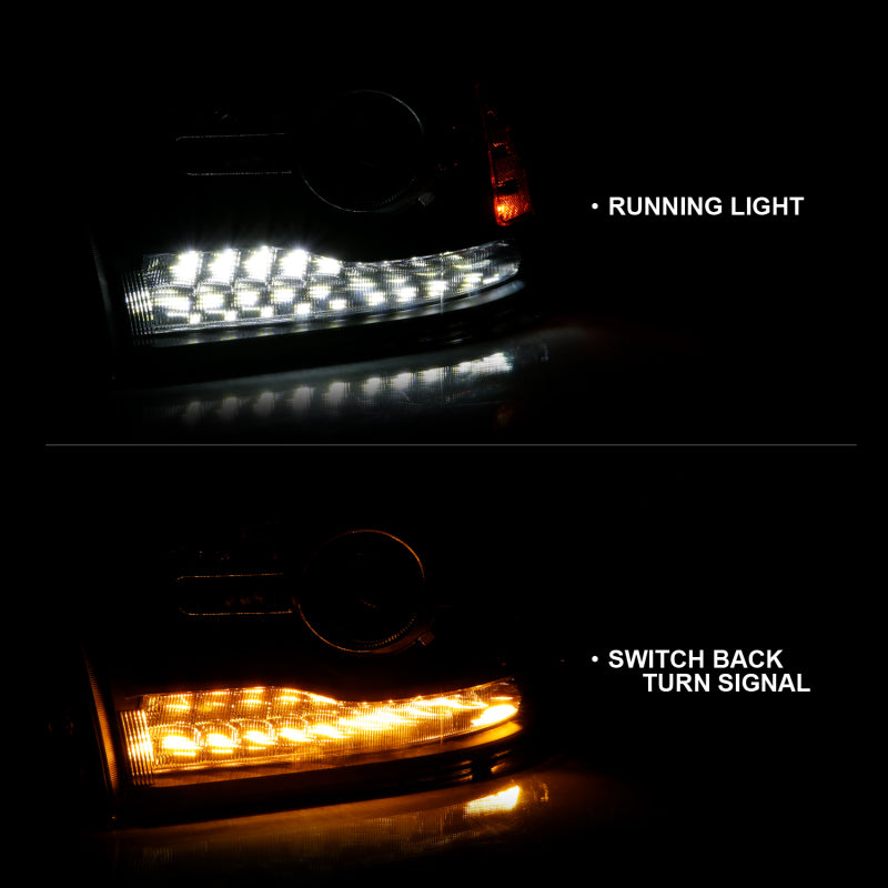 ANZO 111489 Projector Headlights Plank Style Halo w/Switchback Matte Black for 2009-2018 Dodge Ram 1500