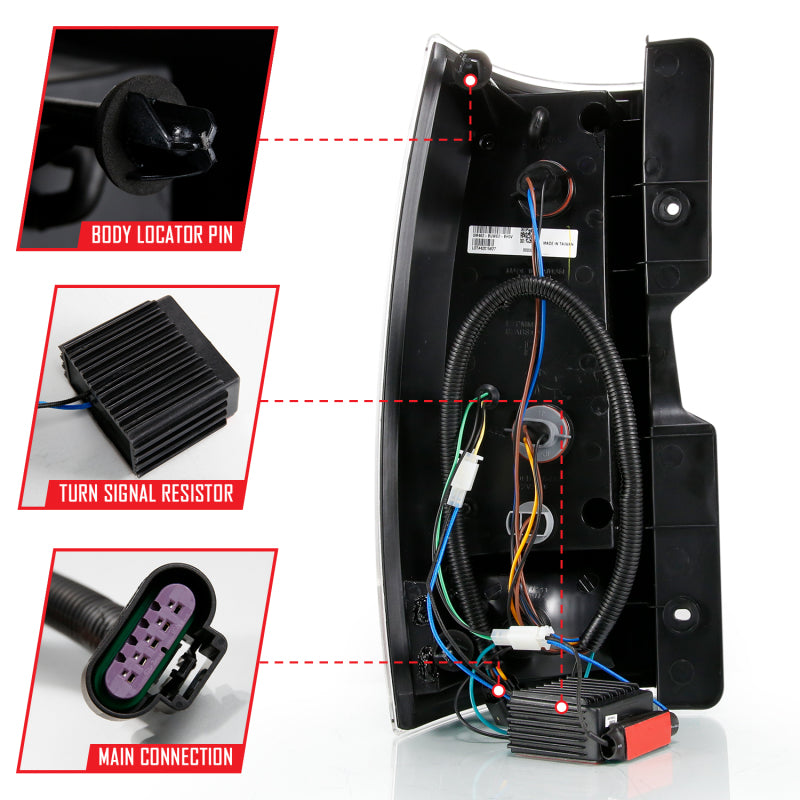 ANZO 311321 LED Taillight Plank Style Black w/Clear Lens for 2007-2014 Chevy Tahoe