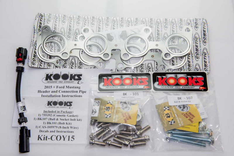 Kooks Headers 1151H631 Stainless Steel Headers for 2015-2023 Ford Mustang 5.0L 4V with Green Catted OEM Connection Pipes