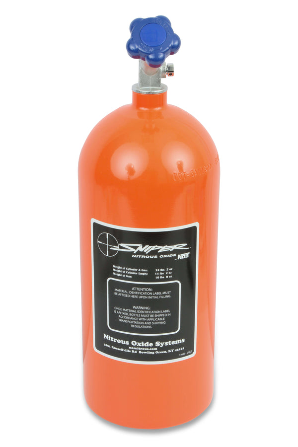 NOS 14740NOS 10 lb Nitrous Bottle w/ Orange Sniper Finish & Hi-Flo Valve