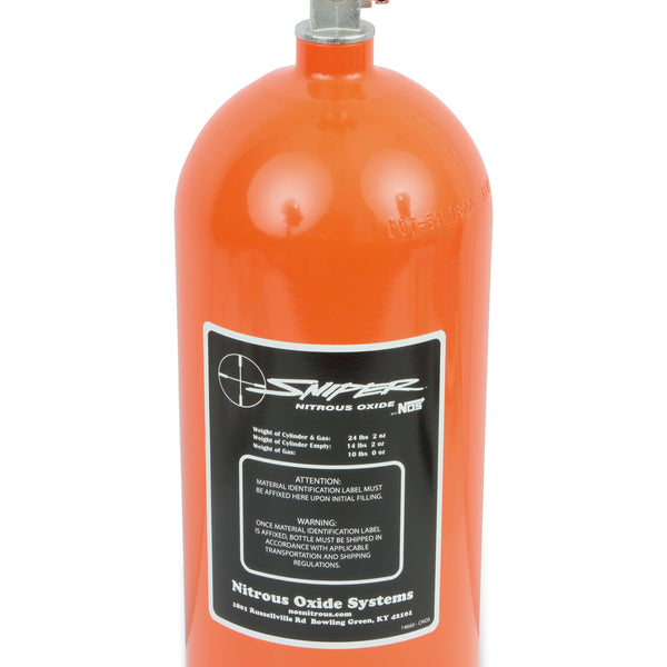 NOS 14740NOS 10 lb Nitrous Bottle w/ Orange Sniper Finish & Hi-Flo Val