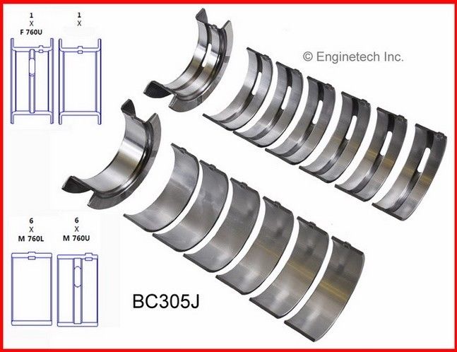 Enginetech MKF300C Stage 1 Master Engine Rebuild Kit for 1988-1996 Ford 300 4.9L L6 HP Camshaft