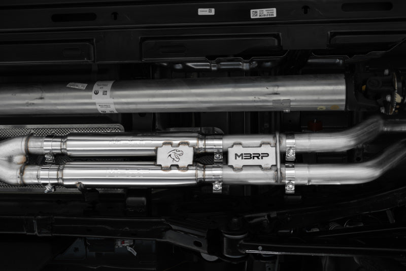 MBRP S51543CF 3" Cat-Back Dual Split Rear, Race Version Exhaust System for 2021-2024 RAM TRX T304 Stainless Steel w/ Carbon Fiber Tips