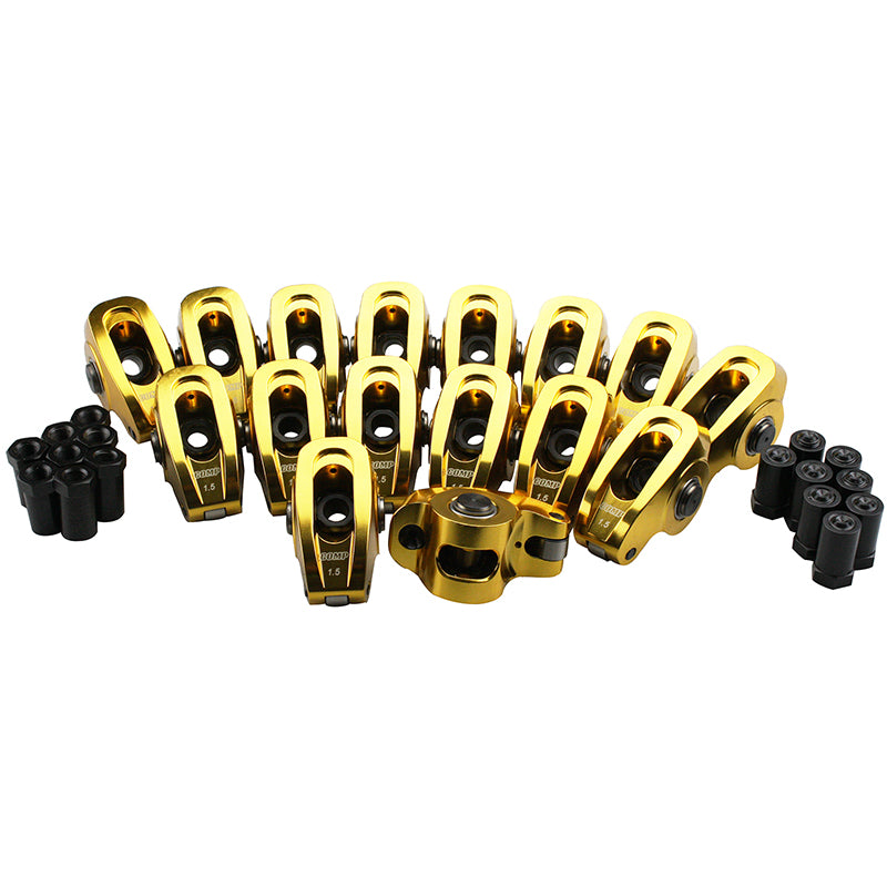 COMP Cams 19001-16 Ultra-Gold Aluminum Roller Rocker Arms Set for Chevrolet SBC with 3/8" Stud 1.5 Ratio