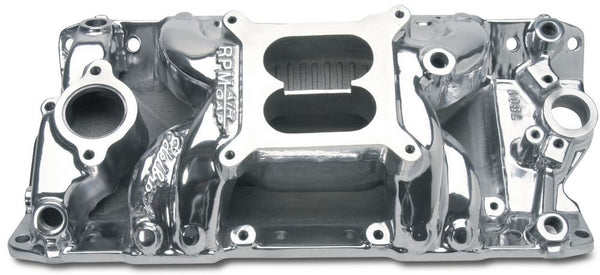 75011 Performer RPM AIR-Gap Polished Intake Manifold for Small Block Chevy