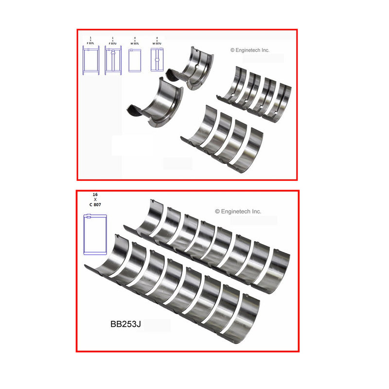 Enginetech BC467J BB253J Brand Crankshaft Main & Rod Bearings for Chevrolet Small Block 400 6.6L