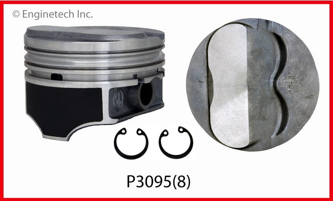 Enginetech P3095(8) Claimer Hypereutectic Dome Coated Skirt Pistons Set for GM Chevrolet 350 5.700" Floating Rod