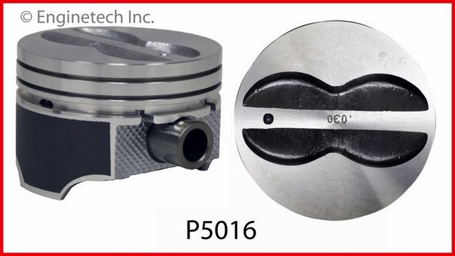 Enginetech P5016(8) Coated Skirt Flat Top Pistons Set for Chevrolet Small Block 350 5.7L