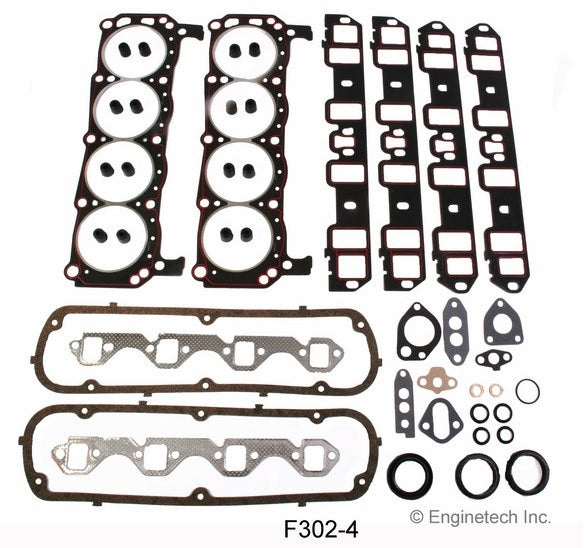 Enginetech F302-4 Full Engine Overhaul Gasket Set for 1963-1982 Ford 260 289 302 5.0L Car Truck