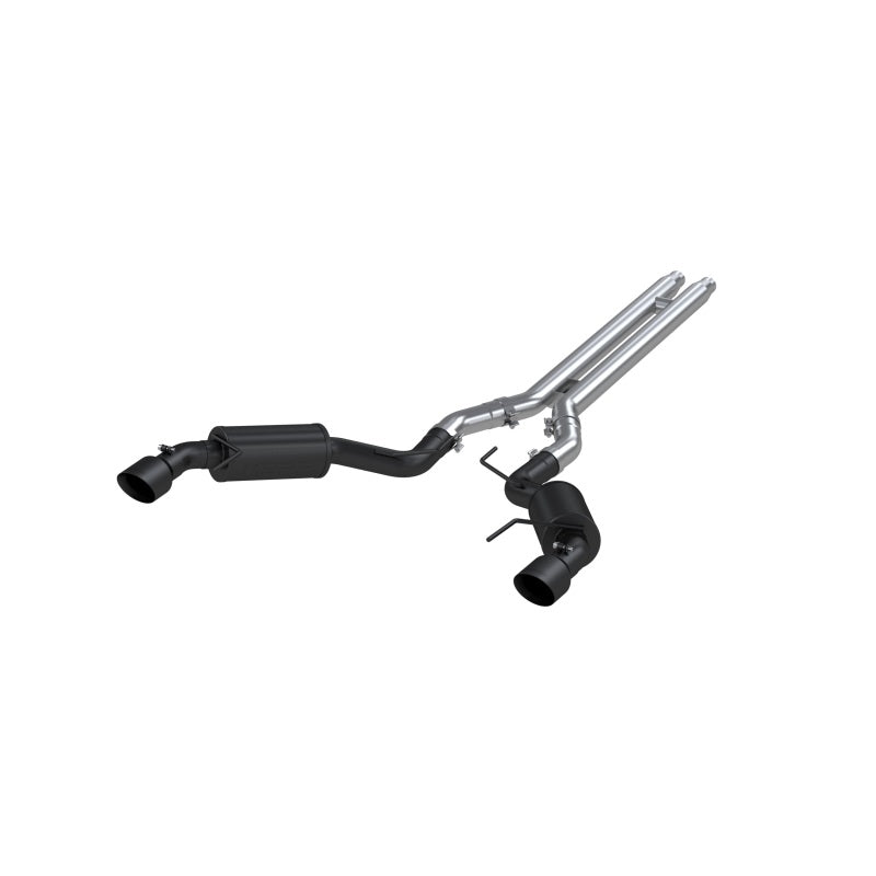 MBRP 2015 Ford Mustang GT 5.0 3in Cat Back Dual Split Rear Street Version 4.5in Tips - Black Coated
