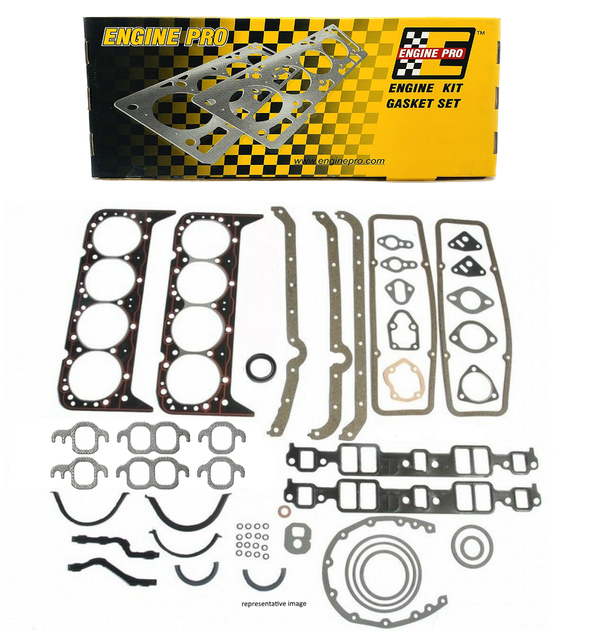 Engine Pro 30-1000 Overhaul Gasket Set Kit for Chevrolet SBC 265 283 302 307 327 350 5.7L w/ 2 Piece Rear Seal